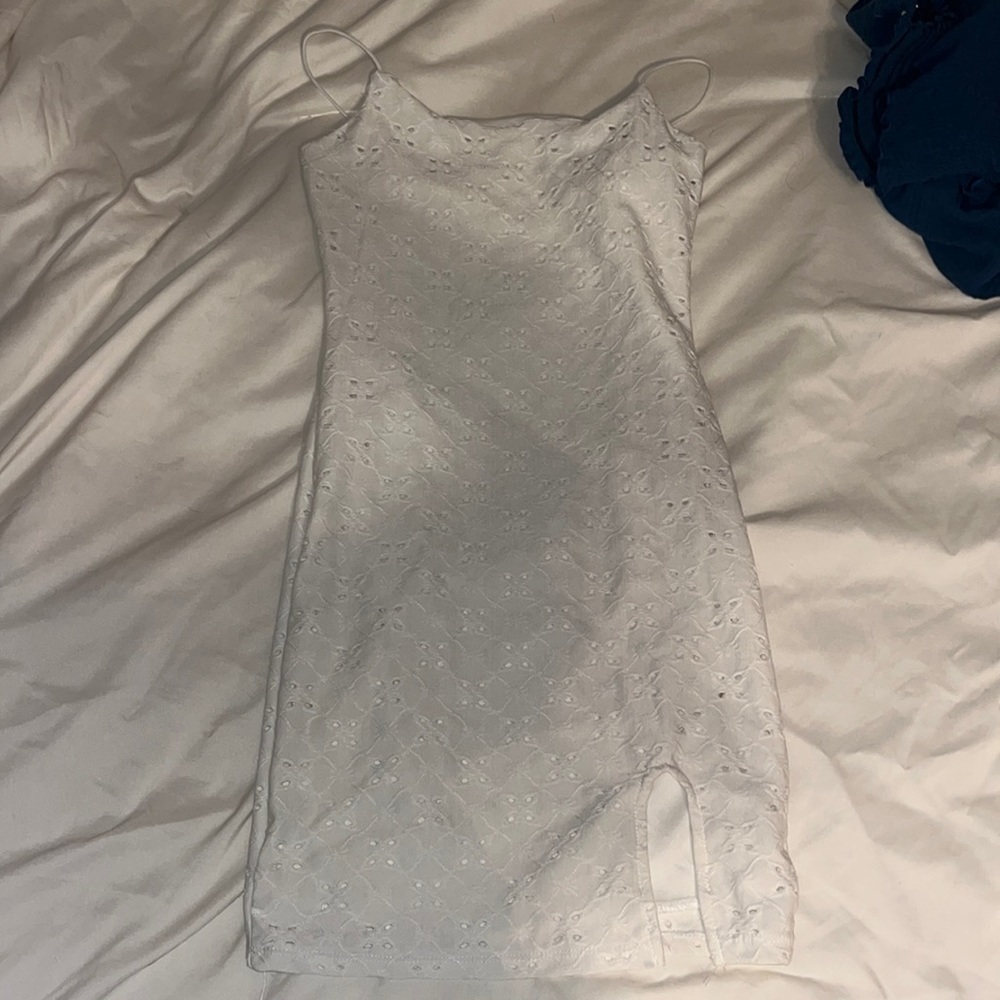 white Heart Hips dress with side slit